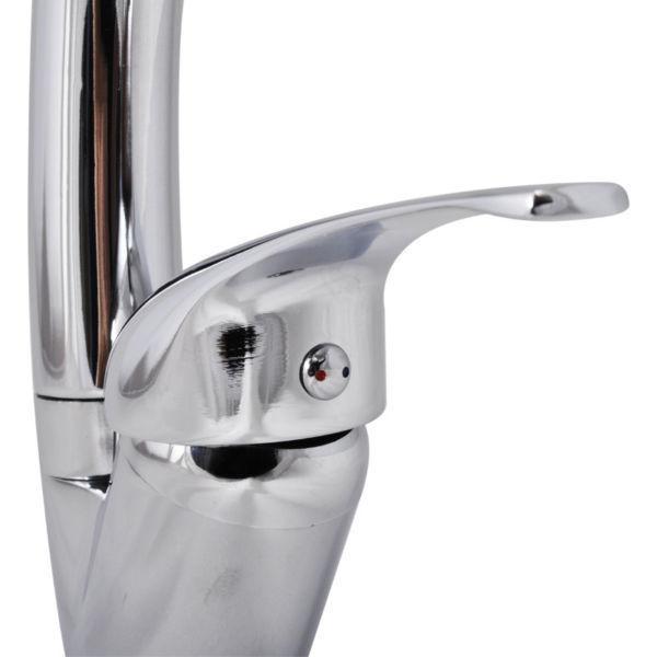 Taps : Faucet Vertical Kitchen Mixer Single Handle Curved Neck Pillar Swivel(SKU140834)