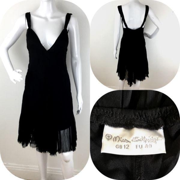 Miss Selfridge Black Knee Length Occasion Dress sz12