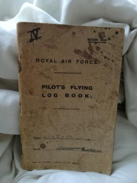 Antique RAF pilots flying log book
