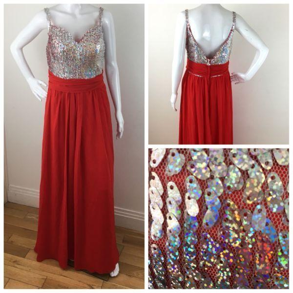 Women's Prom/Graduation/Debs/Bridesmaids Maxi Dress with Sequins and V Plunge Size 10/12
