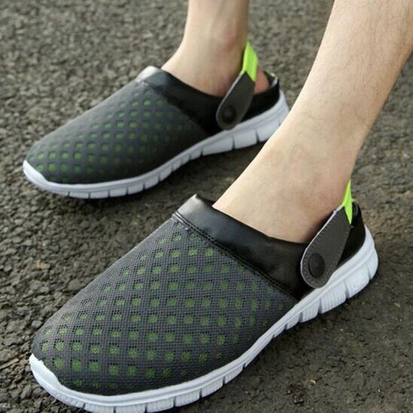 Ipree TM plus size outdoor men holow slippers breathable sandals summer casual lazy beach shoes