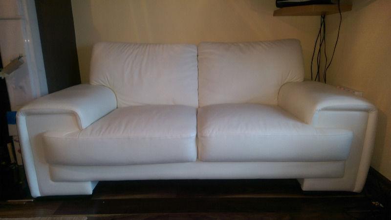 White Leather Two Seater Couch