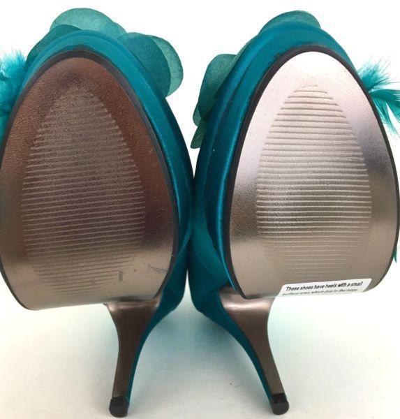 Sponge Women's Occasion Satin Teal Green Stiletto High Heels Size 5