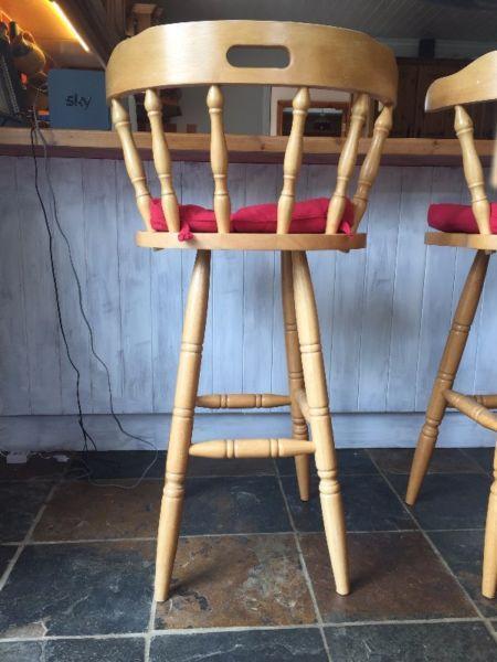 Pair of Wooden Kitchen Bar Stools - Great Condition!