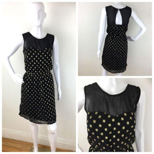 Love Label Midi Illusion Neckline Polka Dots Dress Sz 12