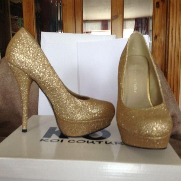 Gold glitter KOI Platform Shoes