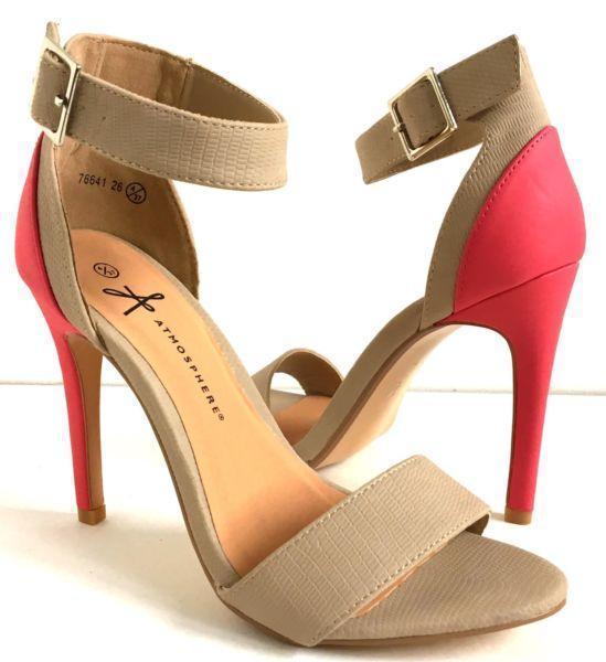 NEW Atmosphere Ladies Ankle Strap Open Toe Sandals Stiletto Occasion Sz4