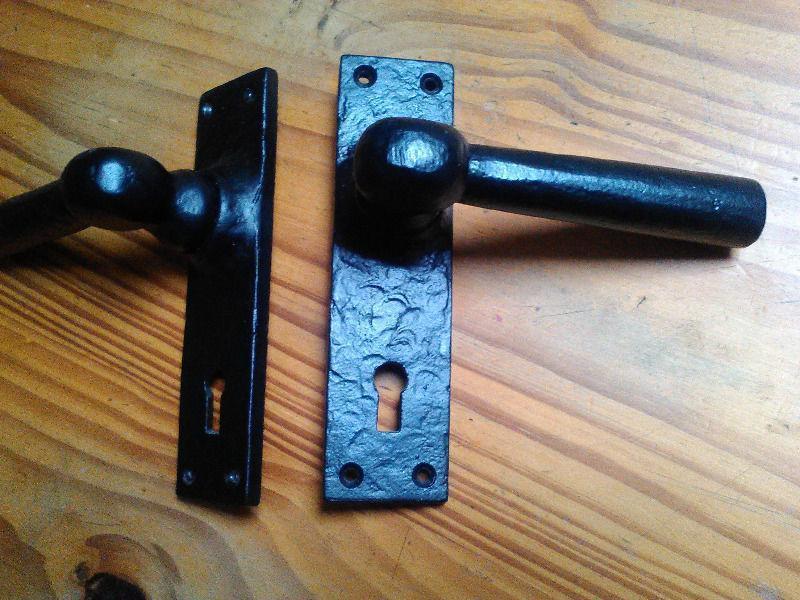 3 x pair rustic black door handles