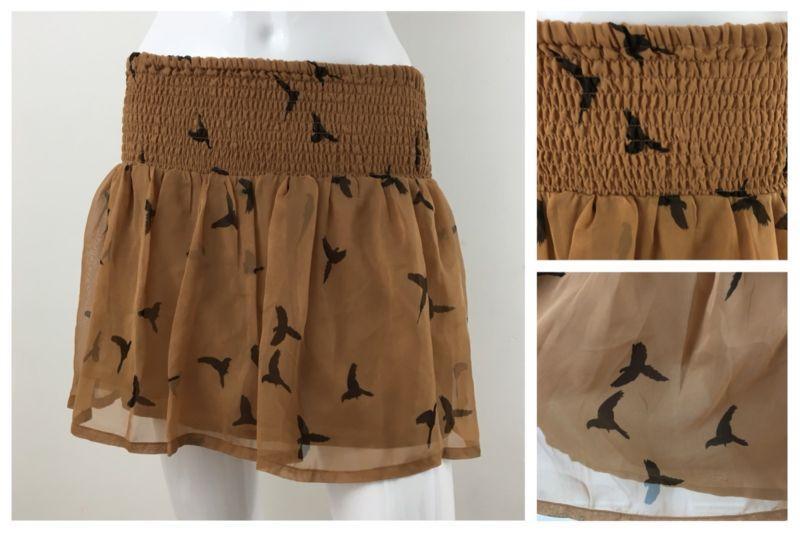 BNWT Ladies/Girls Brown Skirt with Birds Details Size10