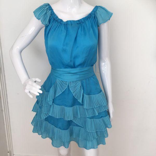 Goddess London Blue Ruffle Dress Size 10