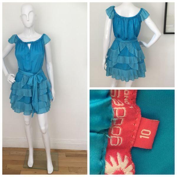 Goddess London Blue Ruffle Dress Size 10