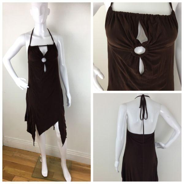 Kiah Women's Asymmetrical Halter Neck Dress SizeM/L