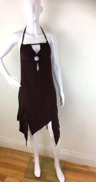 Kiah Women's Asymmetrical Halter Neck Dress SizeM/L