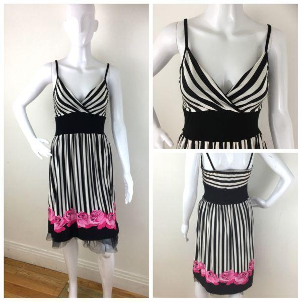 Ladies Stripes Roses Sun Dress Size 12