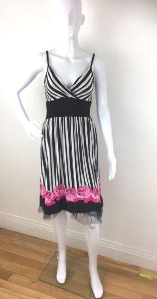 Ladies Stripes Roses Sun Dress Size 12