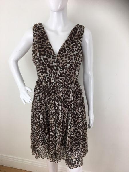 New Look Leopard Animal Print Plunge Dress SizeS