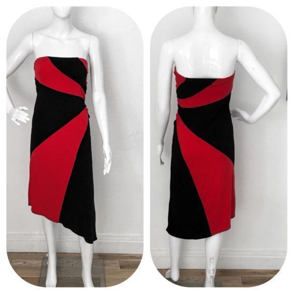 River Island Women's Black Red Asymmetrical Dress Size 12