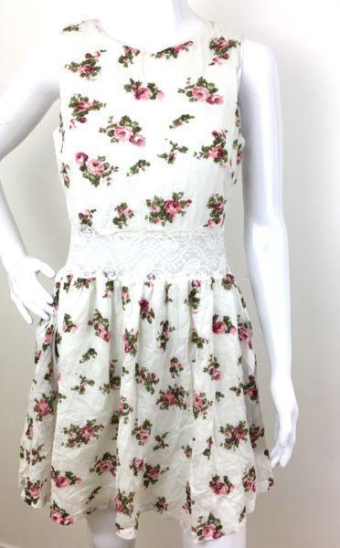 Women's Floral See Through Lace Waist Dress Size 12