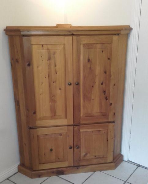 Solid Pine Corner Four Door Cabinet