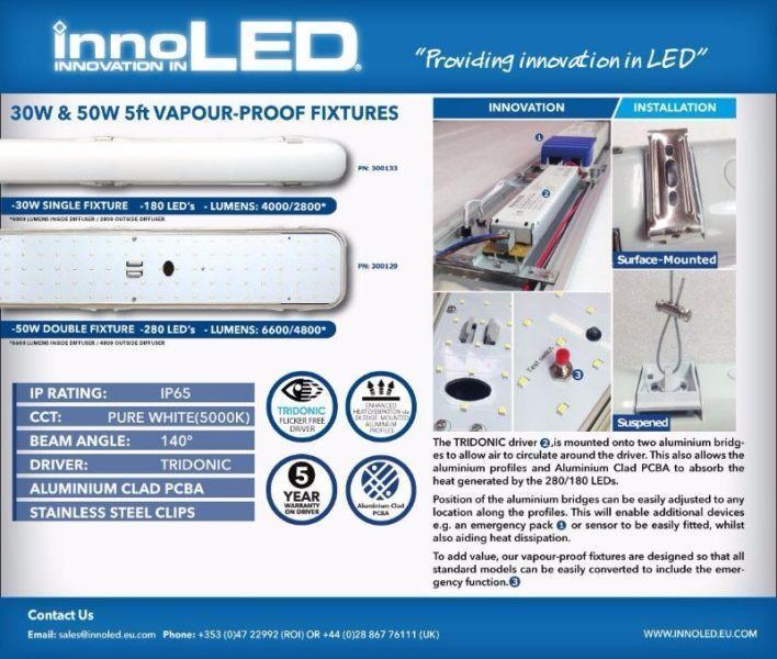 LED IP65 Vapour Proof / non corrosive fittings