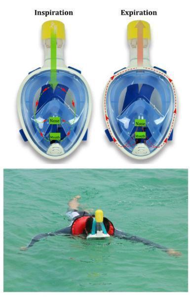 Silicone full dry diving face mask snorkeling goggles glasses lens snorkel gear under water