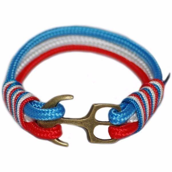 Bran Marion Blue, White and Red Nautical Bracelet