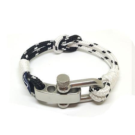 Black and White Adjustable Shackle Bracelet by Bran Marion