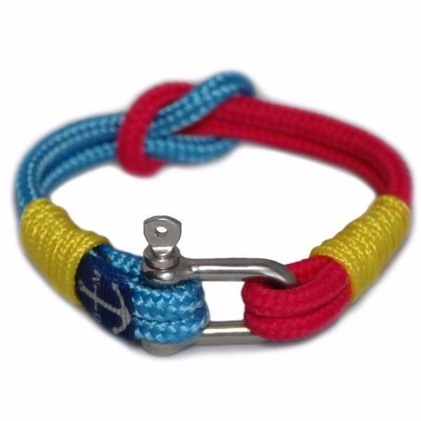 Blue and Red Shackle Nautical Bracelet by Bran Marion