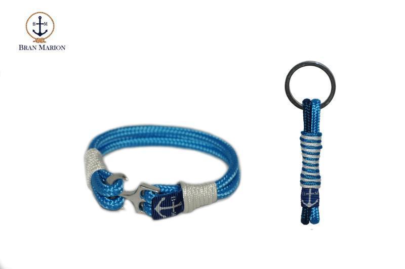 Bran Marion Blue and White Handmade Bracelet & Keychain
