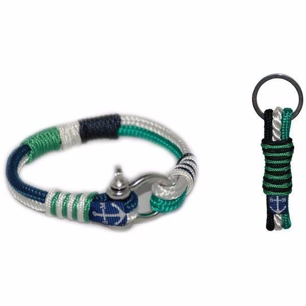 Bran Marion Green, White and Black Nautical Bracelet & Keychain