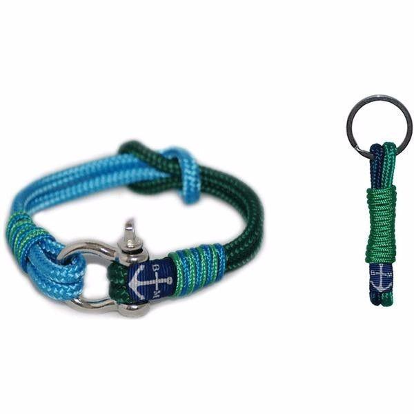 Bran Marion Hues of Blue and Green Nautical Bracelet and Keychain