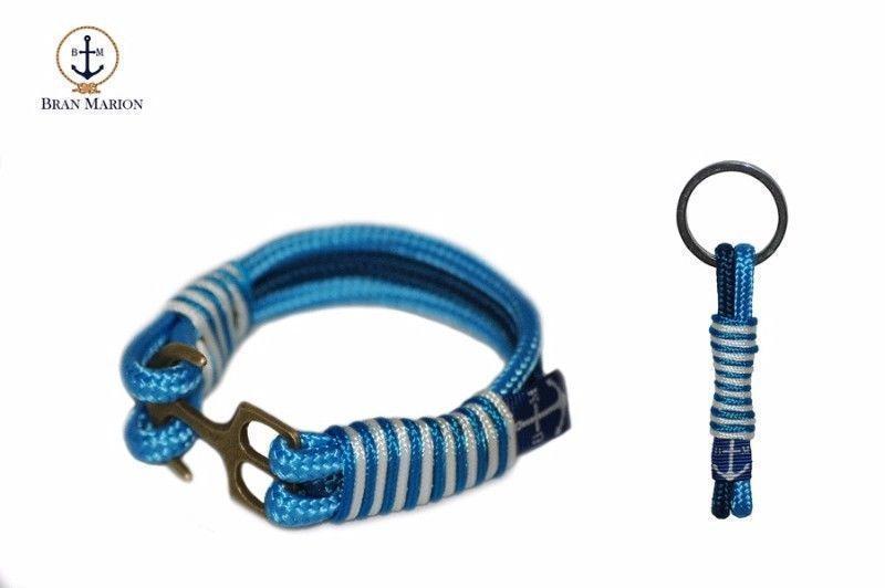 Bran Marion Light, Dark Blue and White Nautical Bracelet & Keychain