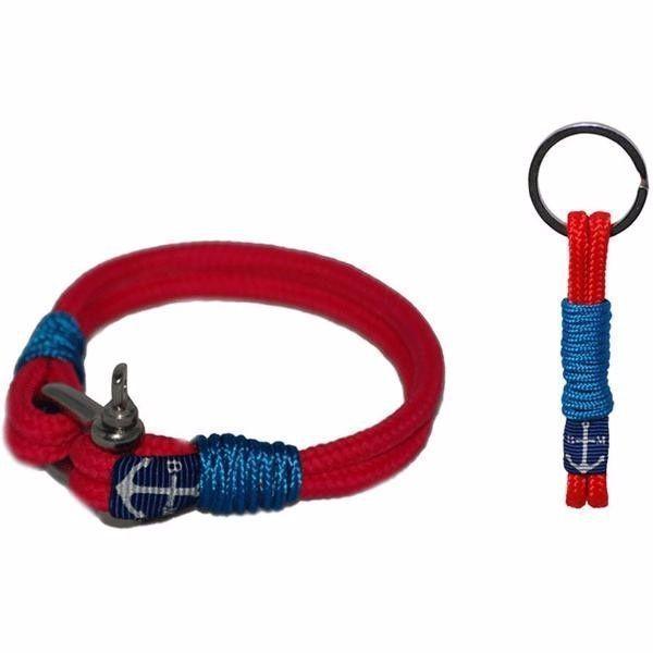Bran Marion Red and Blue Handmade Rope Bracelet and Keychain