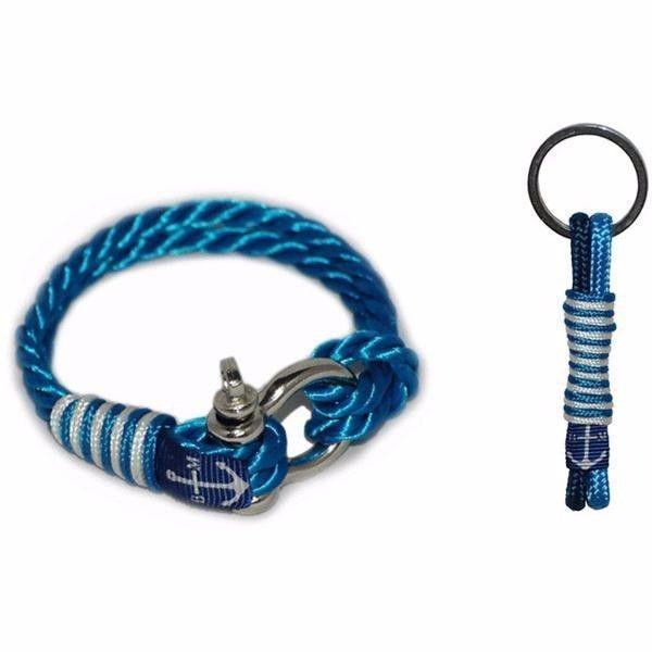 Bran Marion Royal Blue Twisted Rope Nautical Bracelet & Keychain