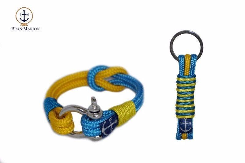 Bran Marion Yellow and Blue Rope Bracelet and Keychain