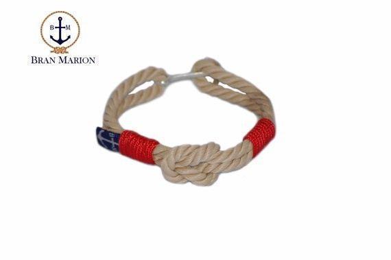 Classic Rope and Red Cord Nautical Bracelet by Bran Marion