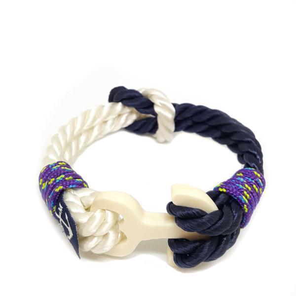 Handmade Bone Anchor Blue and White Reef Knot Bracelet by Bran Marion