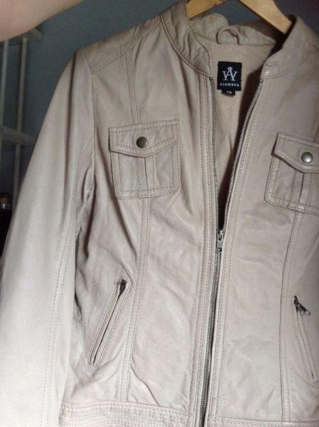 Cream Leather Jacket - size 38 - Perfect condition!