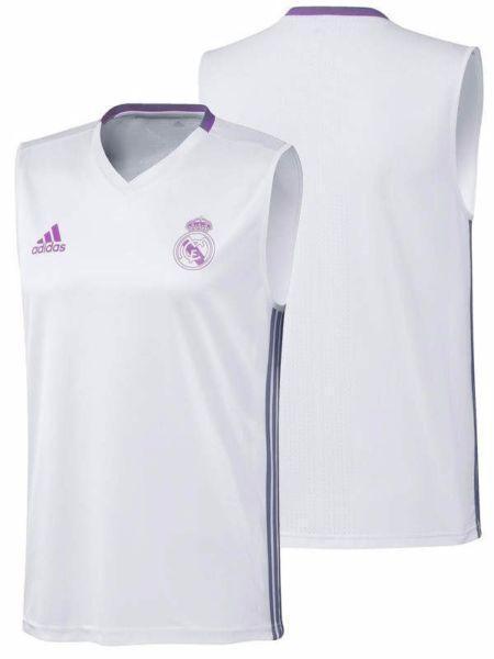 Adidas Mens Real Madrid Sleeveless Training Top - White & Purple (Size L) (BNWT)
