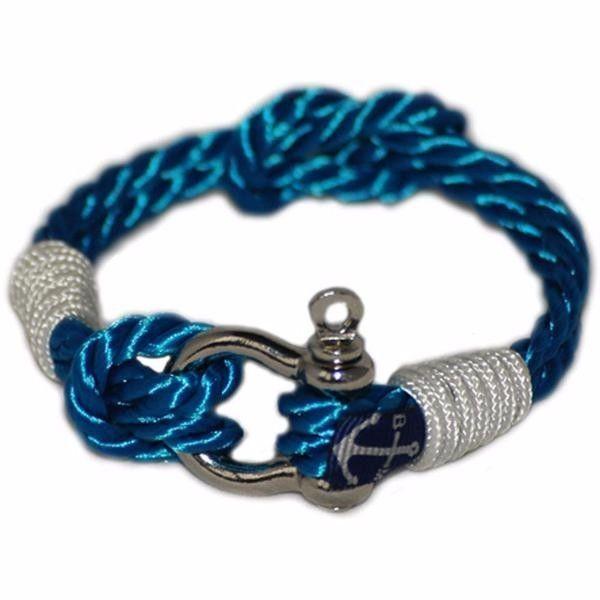 Royal Blue and White Twisted Rope Nautical Bracelet by Bran Marion