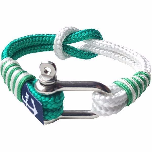 White and Green Nautical Rope Bracelet by Bran Marion
