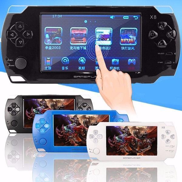 x8 ultra thin 8g video touch screen with video mp3 player camera handheld retro game console
