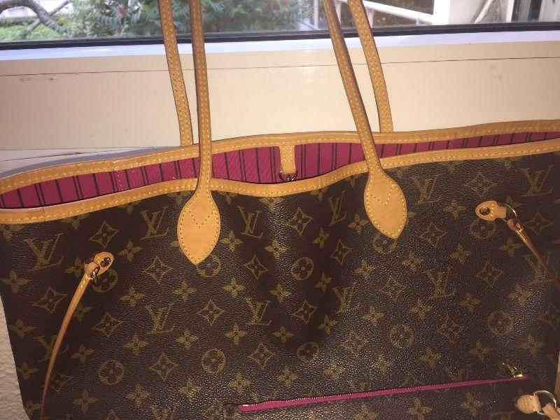 Brown Louis Vuitton neverfull MM woman's handbag