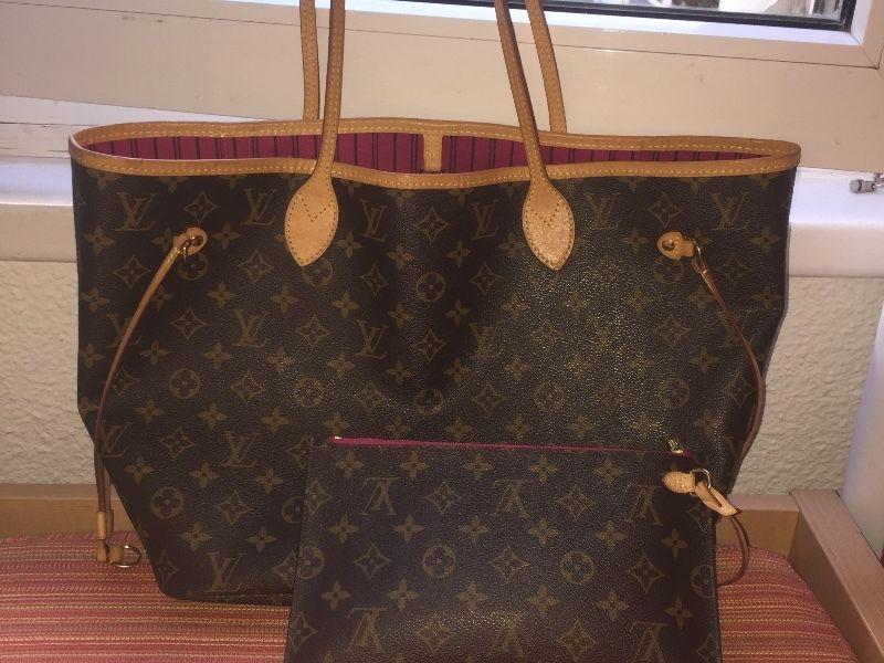Brown Louis Vuitton neverfull MM woman's handbag