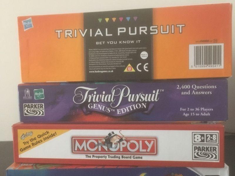 Board games bundle Monopoly, Trivial and Marrakech