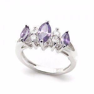 TRIPLE LEAVES CRYSTALS EMBEDDED 925 STERLING SILVER RING