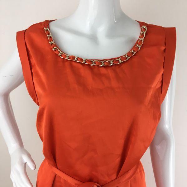 BNWT SophieLine Orange Office Cocktail Midi Dress Size 12/14