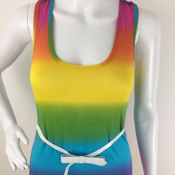 Ladies Rainbow Sleeveless Summer Maxi Dress Size 12