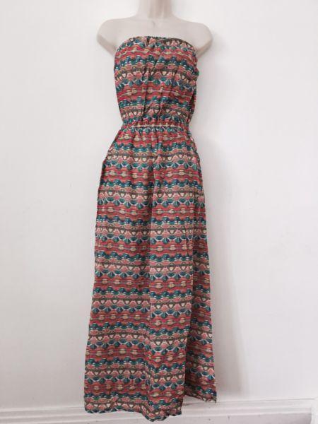 Ladies Summer Multicored Maxi Dress Size 10