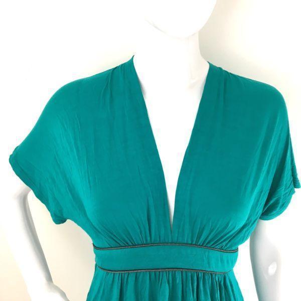 Miss Selfridge Teal Green High Waist Short Sleeves Dress Sz12